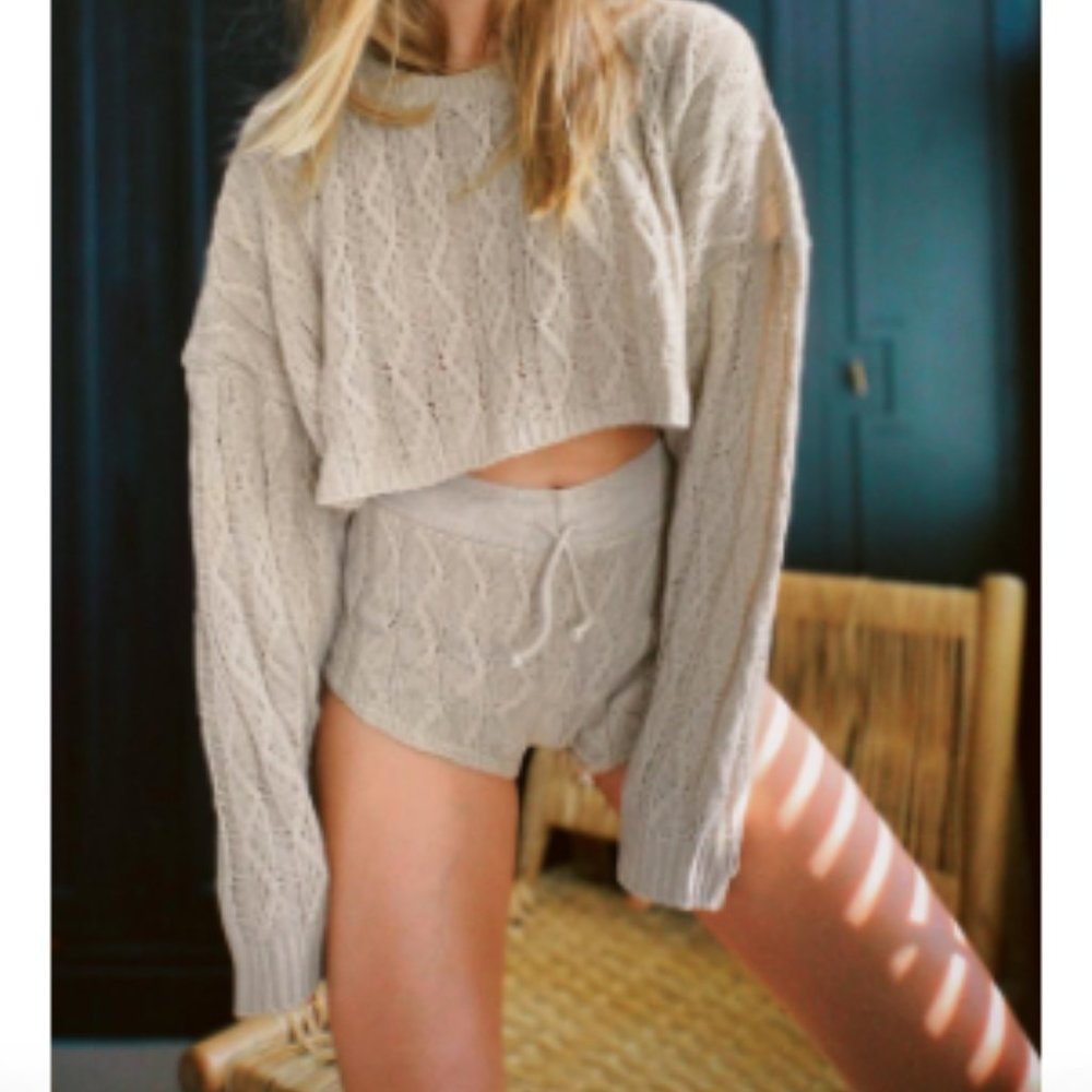 NWOT Nasty Gal Got Cable Knit Jumper + Shorts Set